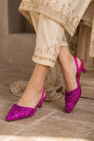 Pink Bold Sparkle Faux Leather Pencil Heel (3420)