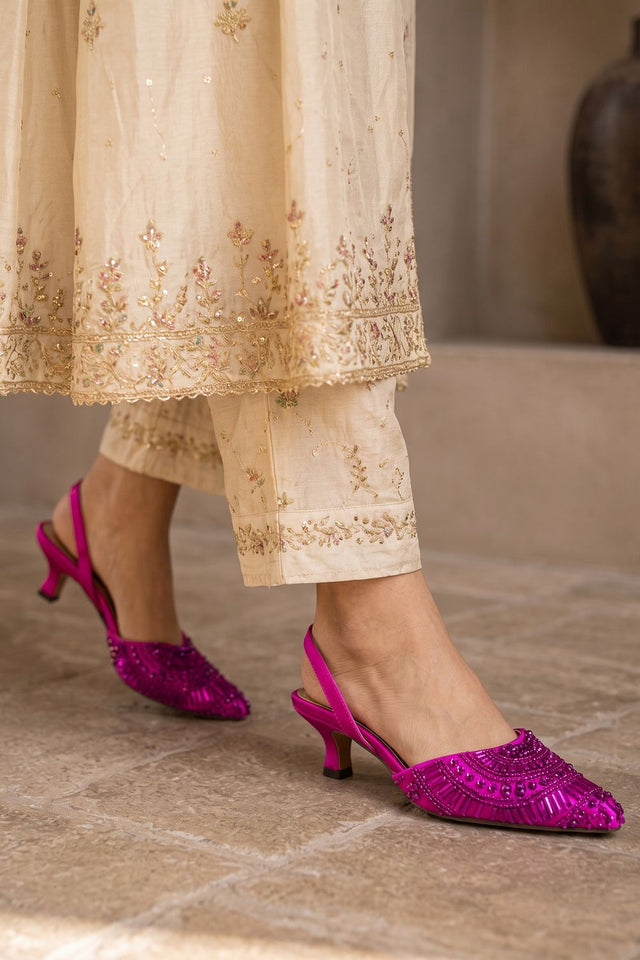 Pink Bold Sparkle Faux Leather Pencil Heel (3420)