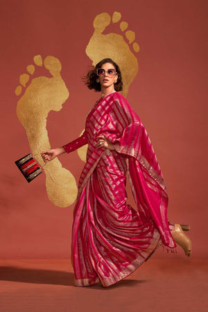 Ksatsuma Red Viscose Woven Saree