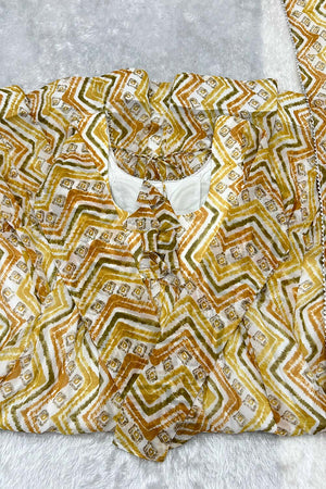 Yellow Georgette Traditional Full Sleeves Anarkali Suit Set