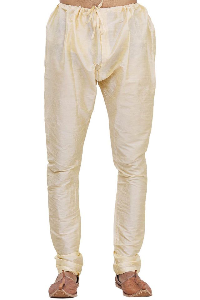 Men's Green Silk Embroidered Full Sleeve Kurta Churidar - 40