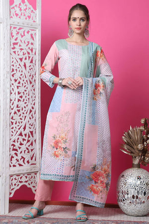 Multi Cotton Digital Printed Kurti Pant Set