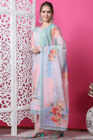 Multi Cotton Digital Printed Kurti Pant Set