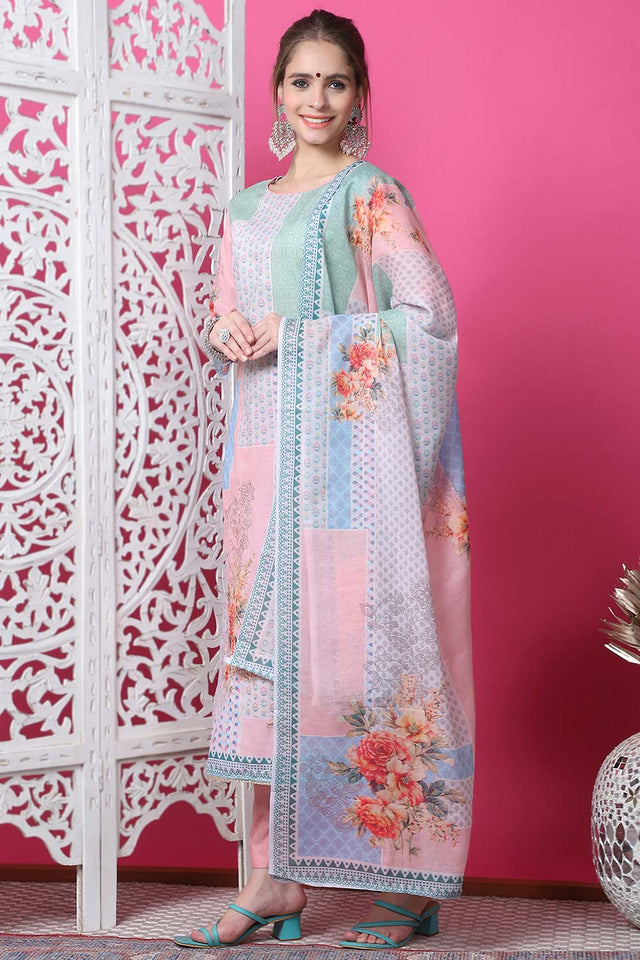 Multi Cotton Digital Printed Kurti Pant Set