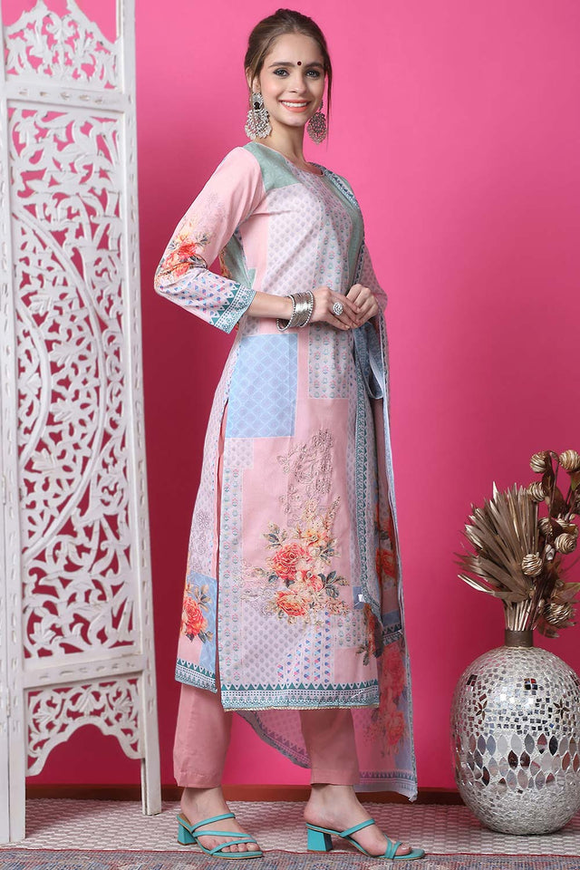 Multi Cotton Digital Printed Kurti Pant Set