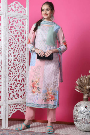 Multi Cotton Digital Printed Kurti Pant Set