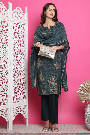 Green Muslin Digital Printed Kurti Pant Set