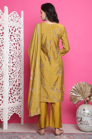 Mustard Muslin Digital Printed Kurti Pant Set