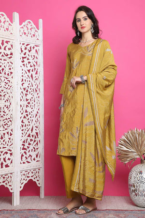 Mustard Muslin Digital Printed Kurti Pant Set