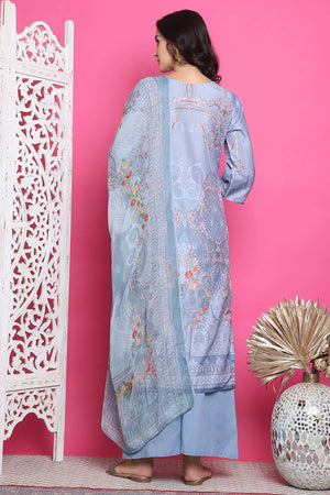 Grey Satin Digital Printed Palazzo Suit Set