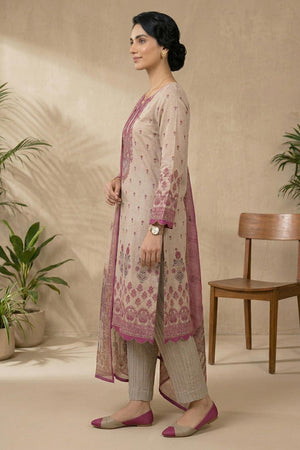 Free Size Stitched Pink Floral Printed Linen Kurti Pant Set (4665)