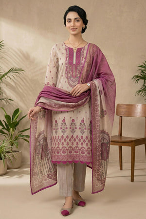 Free Size Stitched Pink Floral Printed Linen Kurti Pant Set (4665)