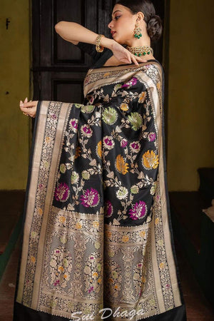 Multi Color Banarasi Woven Soft Silk Saree (50105)