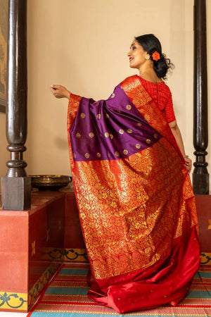 Purple Banarasi Woven Soft Silk Saree (50117_2)