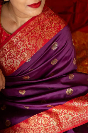 Purple Banarasi Woven Soft Silk Saree (50117_2)