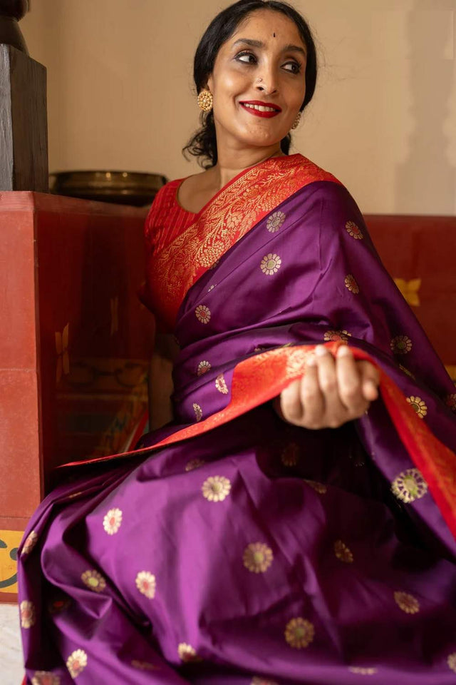 Purple Banarasi Woven Soft Silk Saree (50117_2)