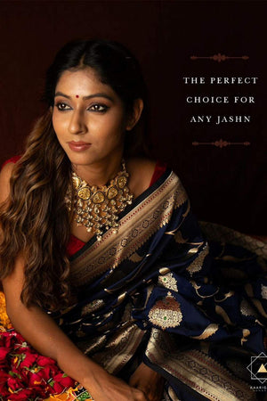 Blue Banarasi Woven Soft Silk Saree (50119)