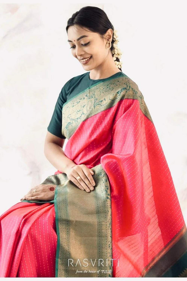 Multi Color Banarasi Woven Soft Silk Saree (50129)