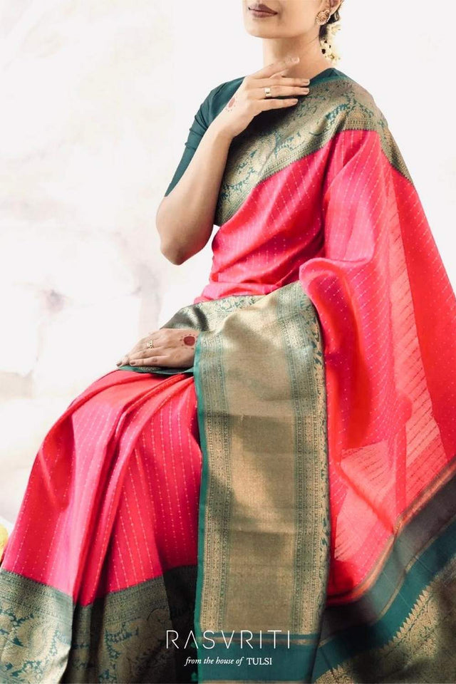 Multi Color Banarasi Woven Soft Silk Saree (50129)