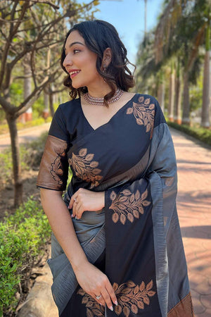 Grey Banarasi Woven Soft Silk Saree (50130_2)