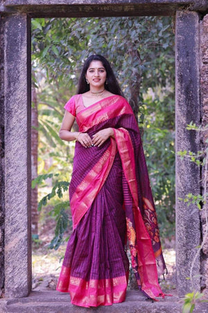 Multi Color Banarasi Woven Soft Silk Saree (50135)