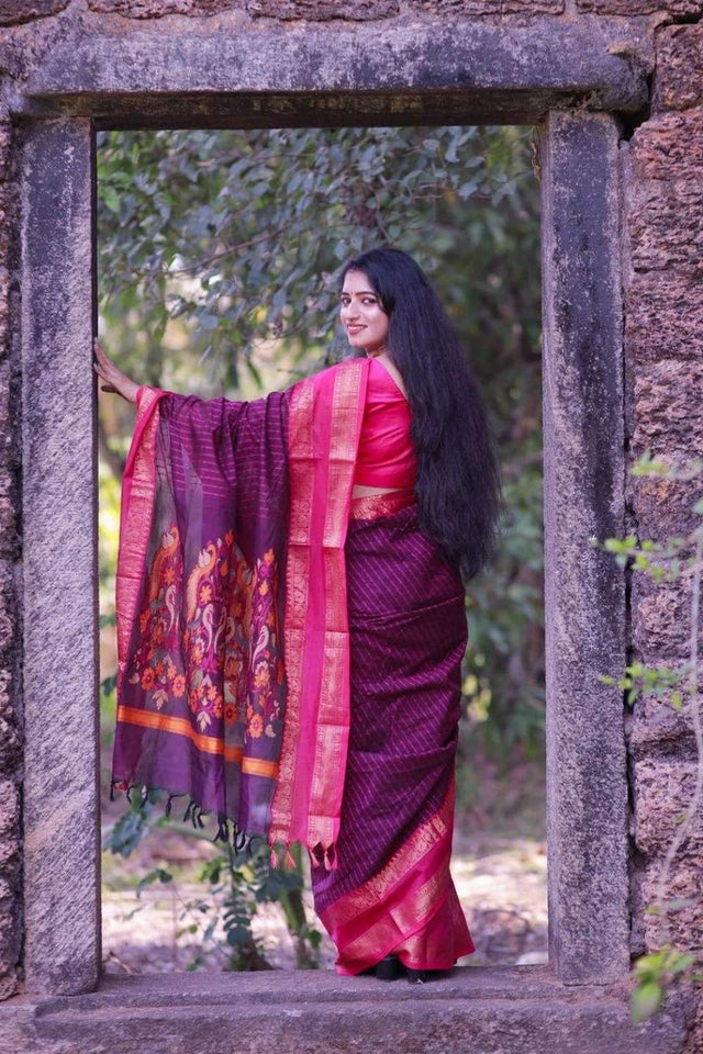 Multi Color Banarasi Woven Soft Silk Saree (50135)