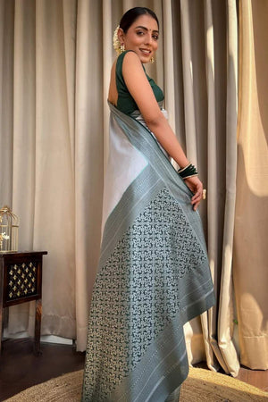 Grey Banarasi Woven Soft Silk Saree (50146_3)