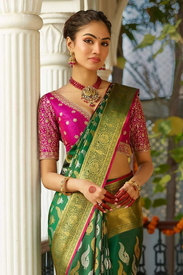 Multi Color Banarasi Woven Soft Silk Saree (50147)