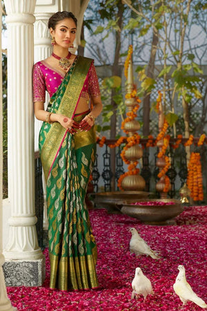 Multi Color Banarasi Woven Soft Silk Saree (50147)