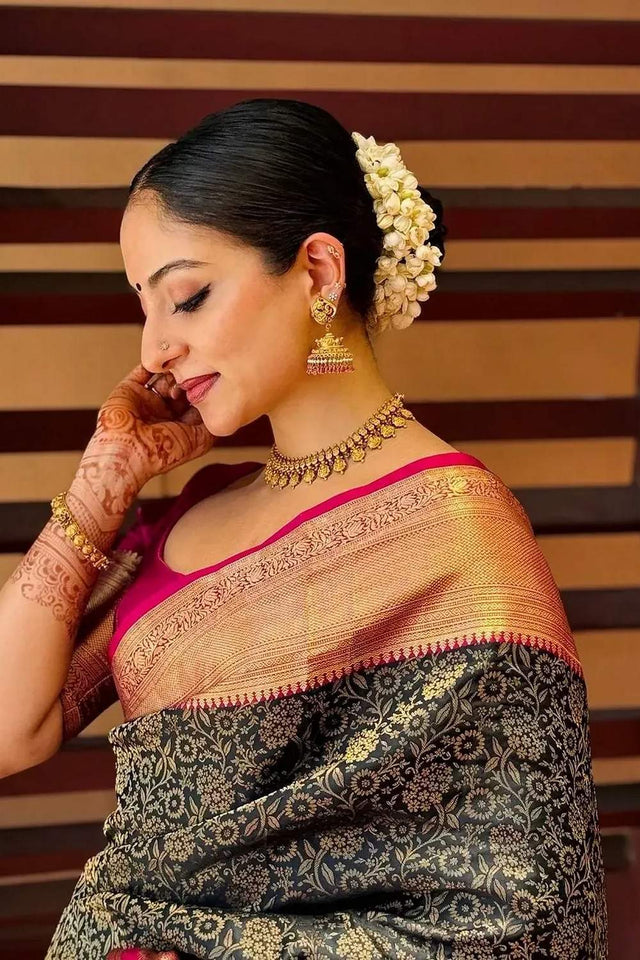 Multi Color Banarasi Woven Soft Silk Saree (50148)