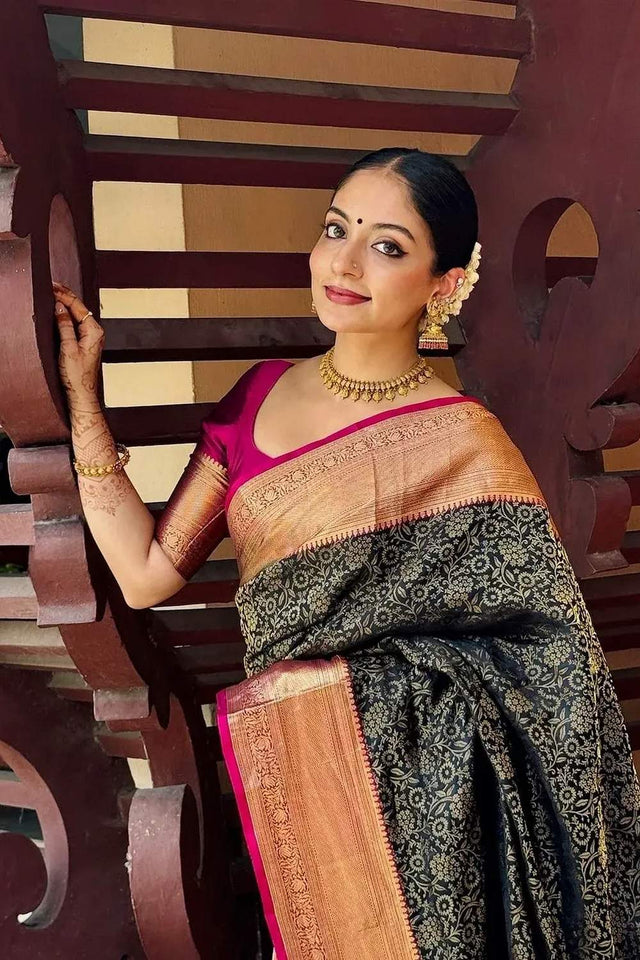 Multi Color Banarasi Woven Soft Silk Saree (50148)