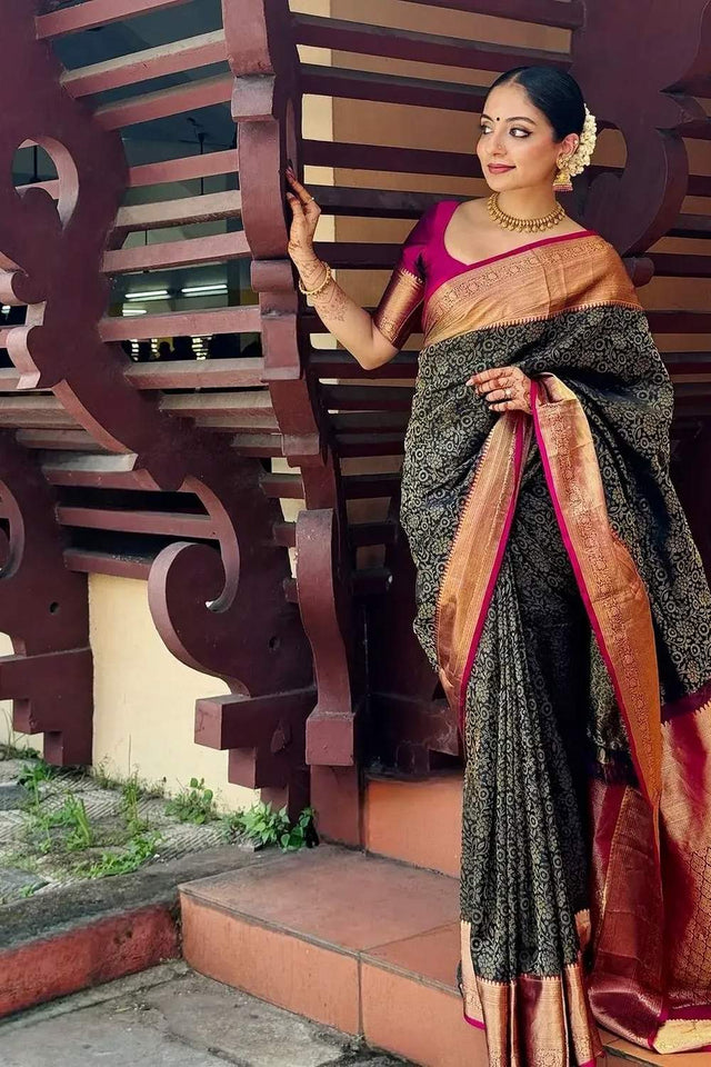 Multi Color Banarasi Woven Soft Silk Saree (50148)