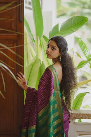 Purple Banarasi Woven Soft Silk Saree (50150)