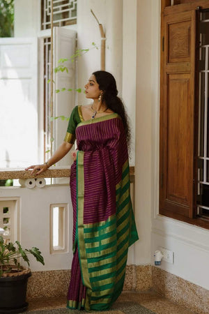 Purple Banarasi Woven Soft Silk Saree (50150)