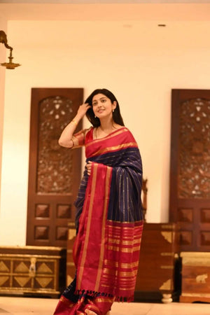 Red Banarasi Woven Soft Silk Saree (50153)