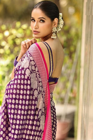 Multi Color Banarasi Woven Soft Silk Saree (50159)