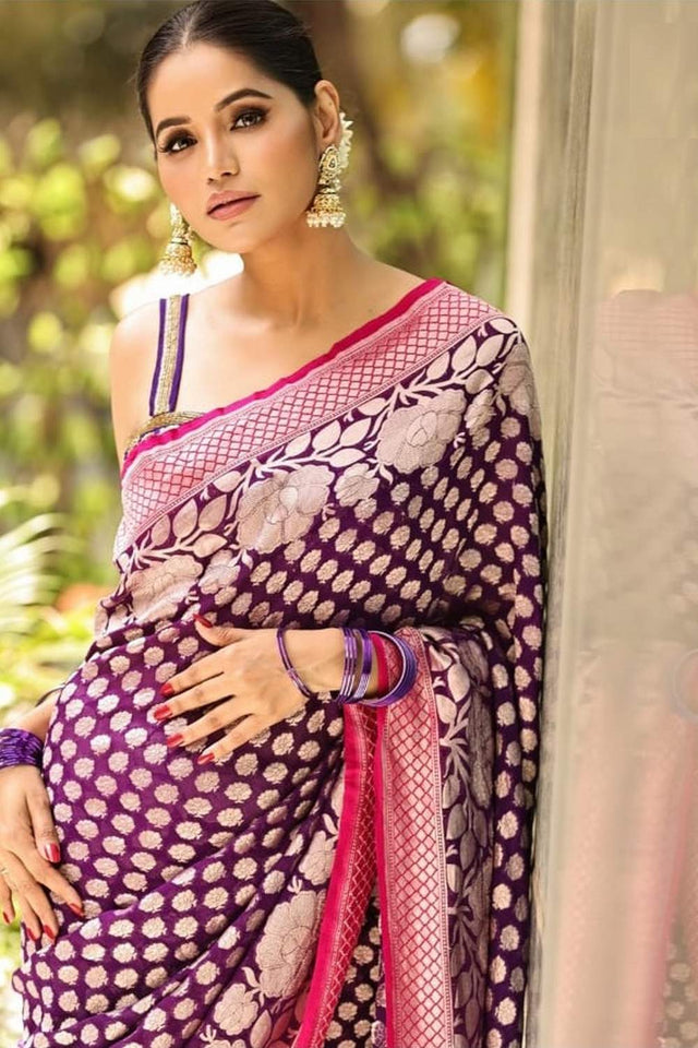 Multi Color Banarasi Woven Soft Silk Saree (50159)