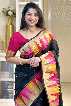 Multi Color Banarasi Woven Soft Silk Saree (50177)