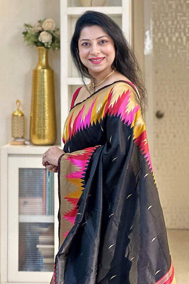 Multi Color Banarasi Woven Soft Silk Saree (50177)