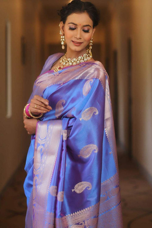 Royal Blue Banarasi Woven Soft Silk Saree (50226_5)