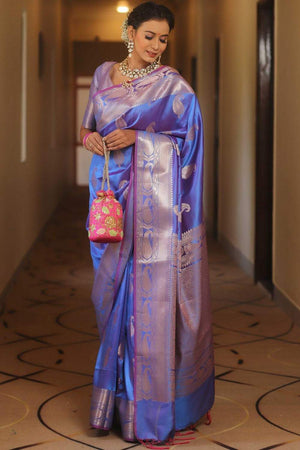 Royal Blue Banarasi Woven Soft Silk Saree (50226_5)