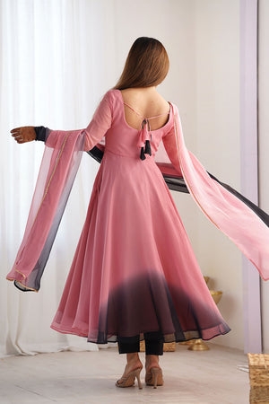 Multi-Color Solid Georgette Anarkali Gown Set