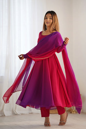 Multi-Color Solid Georgette Anarkali Gown Set