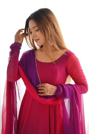 Multi-Color Solid Georgette Anarkali Gown Set