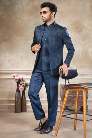 Men's Green Embroidered Silk Jodhpuri Set