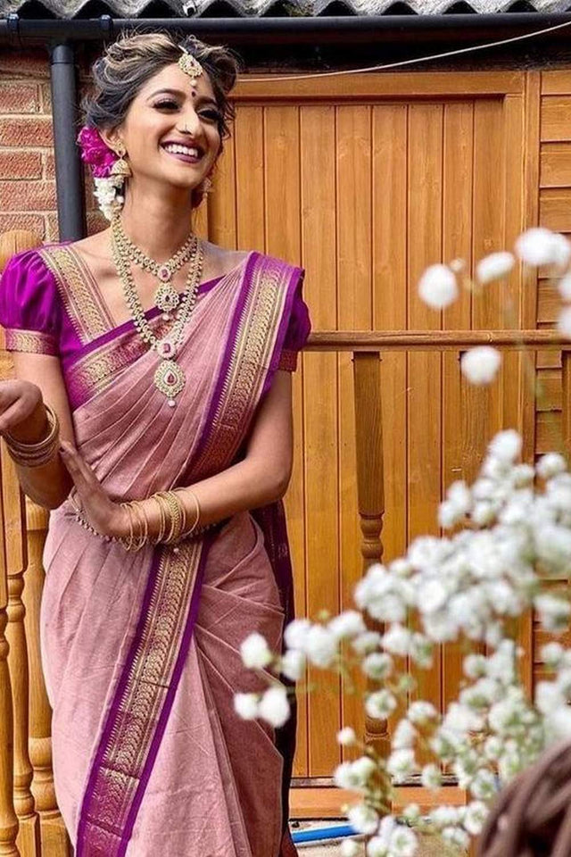 Pink Banarasi Woven Soft Silk Saree (55127_2)
