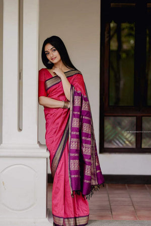 Pink Banarasi Woven Soft Silk Saree (55127_5)