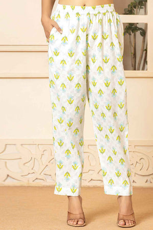 Multi-Color Floral Print Pure Cotton Kurti Pant Set
