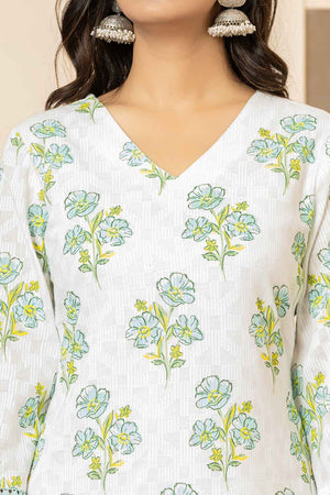 Multi-Color Floral Print Pure Cotton Kurti Pant Set