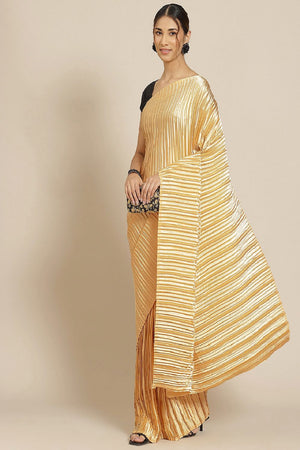 Women's Gold Satin Silk Saree